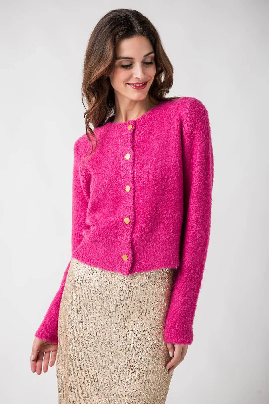 Cropped Women Sweater to Pair with High - Waisted BottomsLili Sidonio Eyelash Cardigan Cropped Women Sweater to Pair with High - Waisted BottomsLili Sidonio Eyelash Cardigan